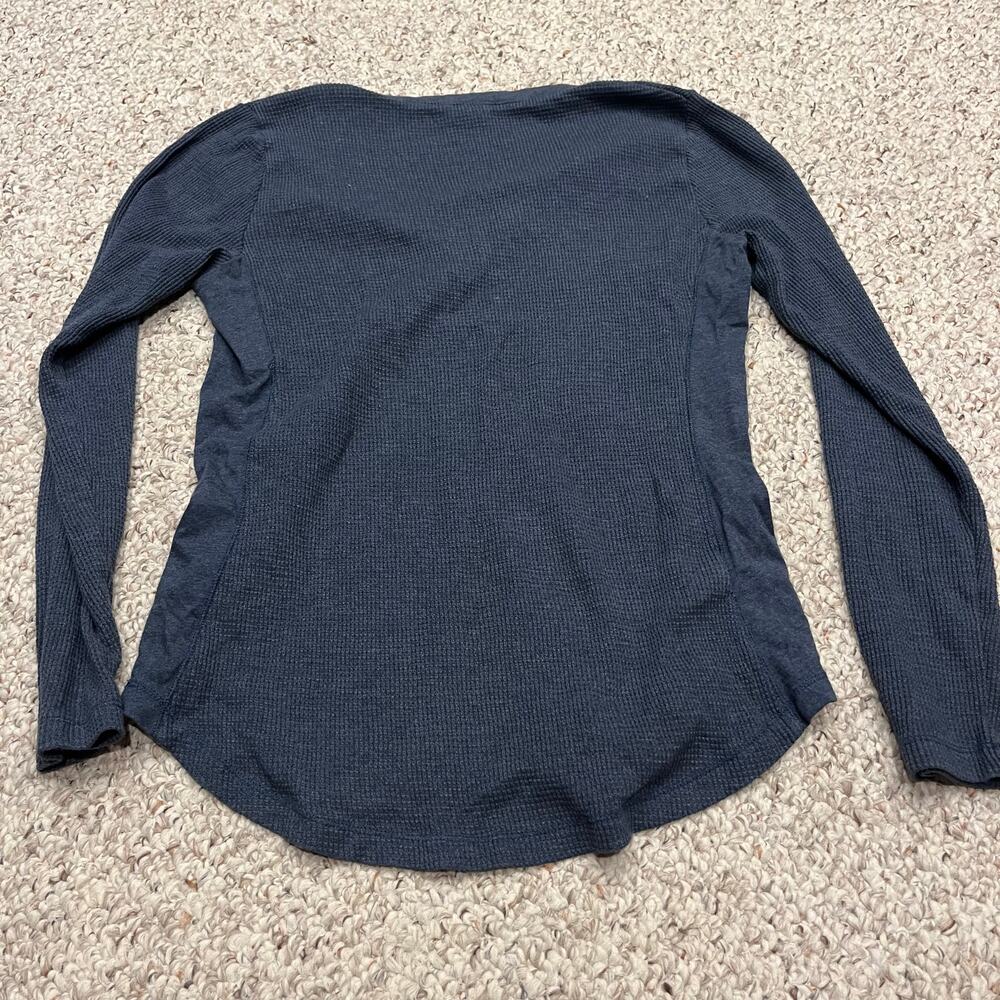 Eddie Bauer Waffle Knit Henley Long Sleeve Tee Sz S Blue Cabincore Cozy Outdoor - Picture 6 of 6